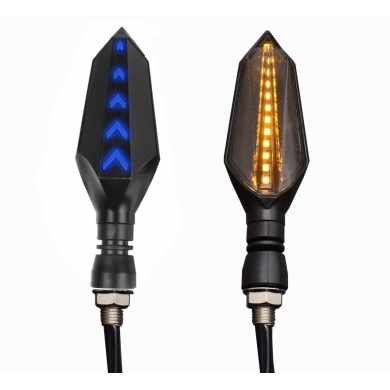 Motosiklet Yeni Nesil Süper Kayan Mavi Parklı Led Sinyal Takım